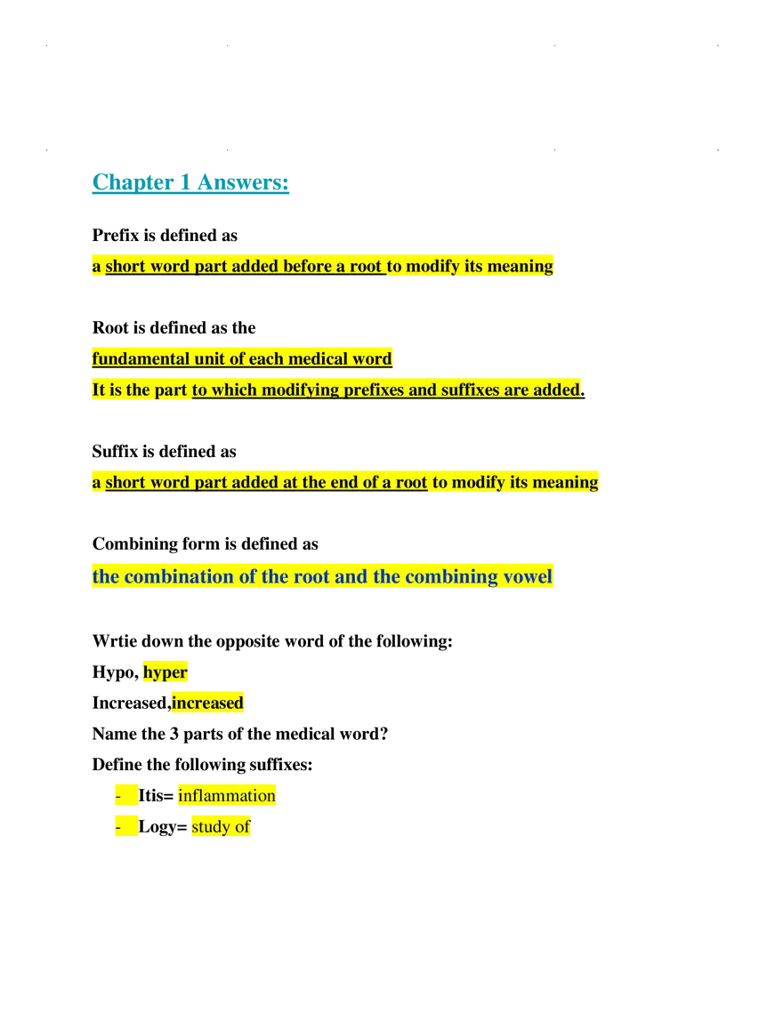 Medical Terminology Basics Word Parts and Suffix Definitions - Page 2