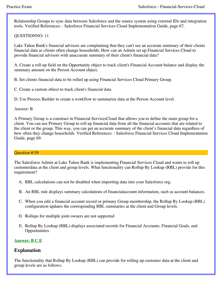Salesforce Financial Services Cloud Exam Answers 4 - Page 7