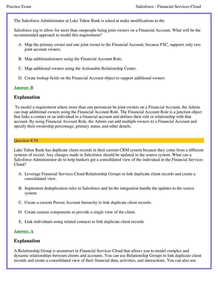 Salesforce Financial Services Cloud Exam Answers 4 - Page 6