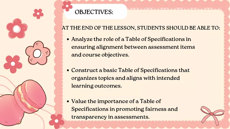 Table of Specifications (TOS) - Page 2