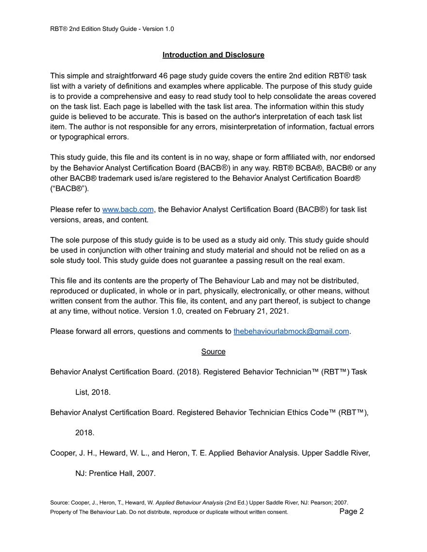 RBT Study Guide - Pages of Examples and Explanations - Page 2