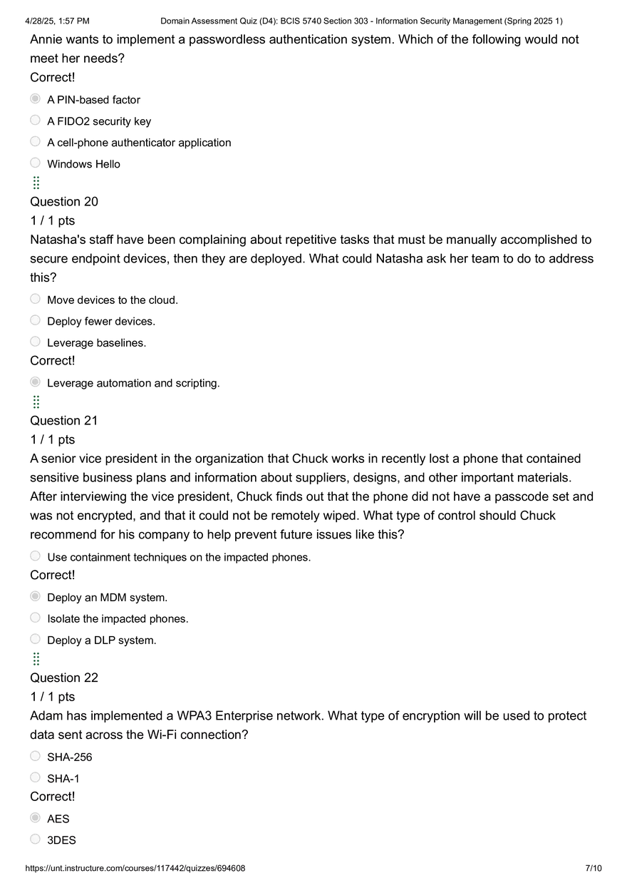 Domain Assessment Quiz (D4) - Page 7
