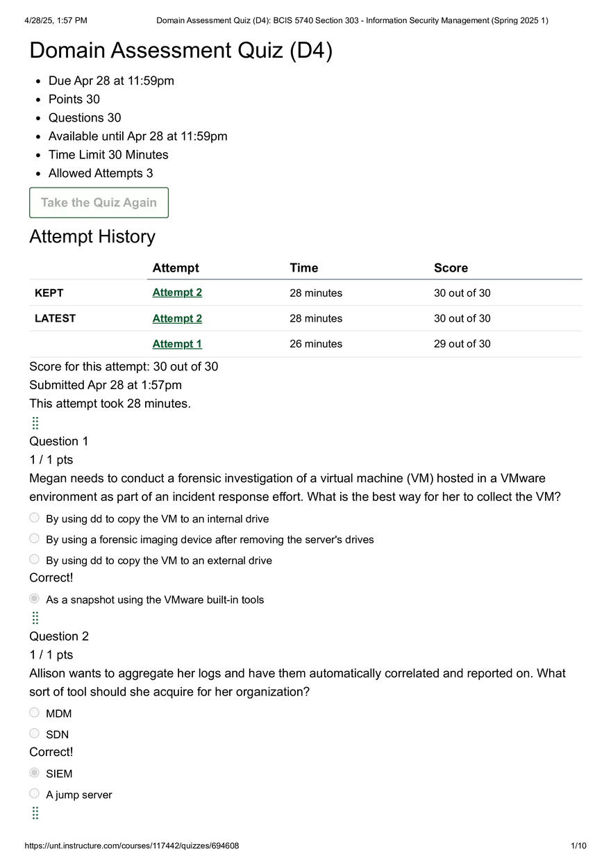 Domain Assessment Quiz (D4) - Page 1