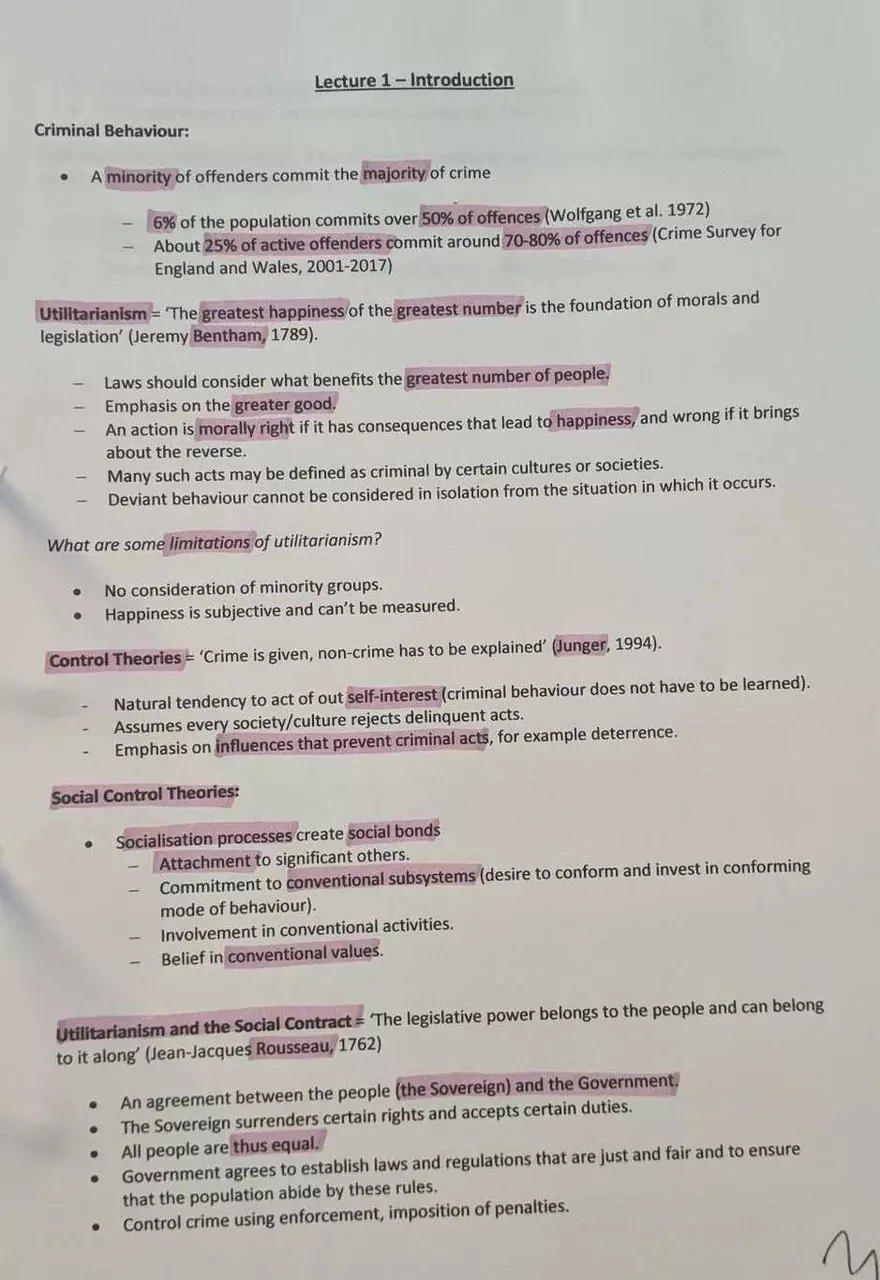 Lecture 1 - Introduction Criminal Behavior - Page 1