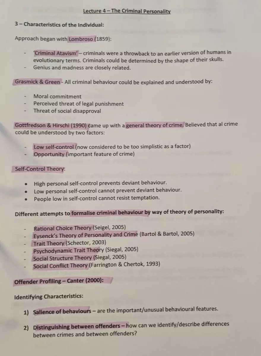 Lecture 4- The Criminal Personality - Page 1