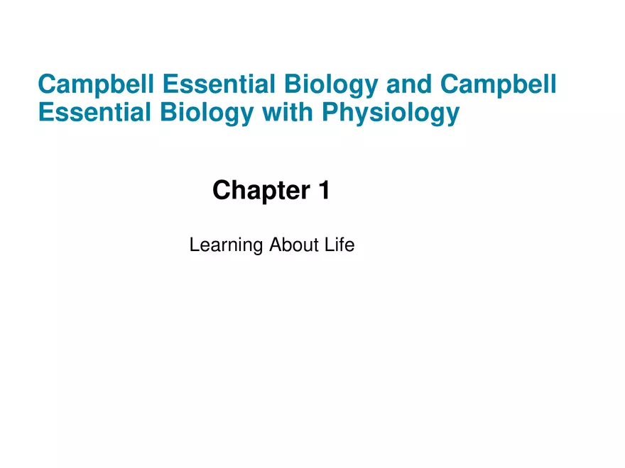 Campbell Essential Biology and Campbell Essential Biology with Physiology - Page 1