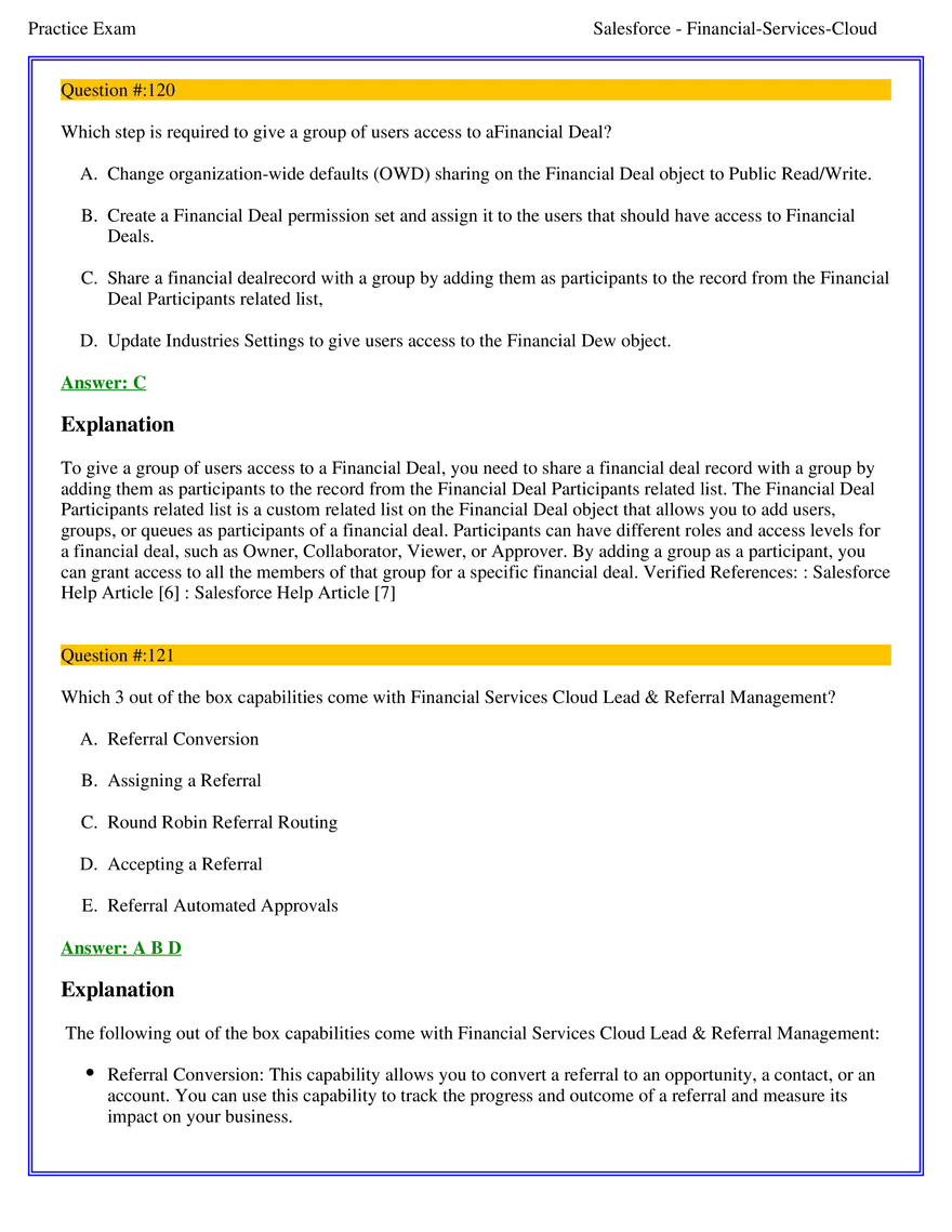 Salesforce Financial Services Cloud Exam Answers 8 - Page 1