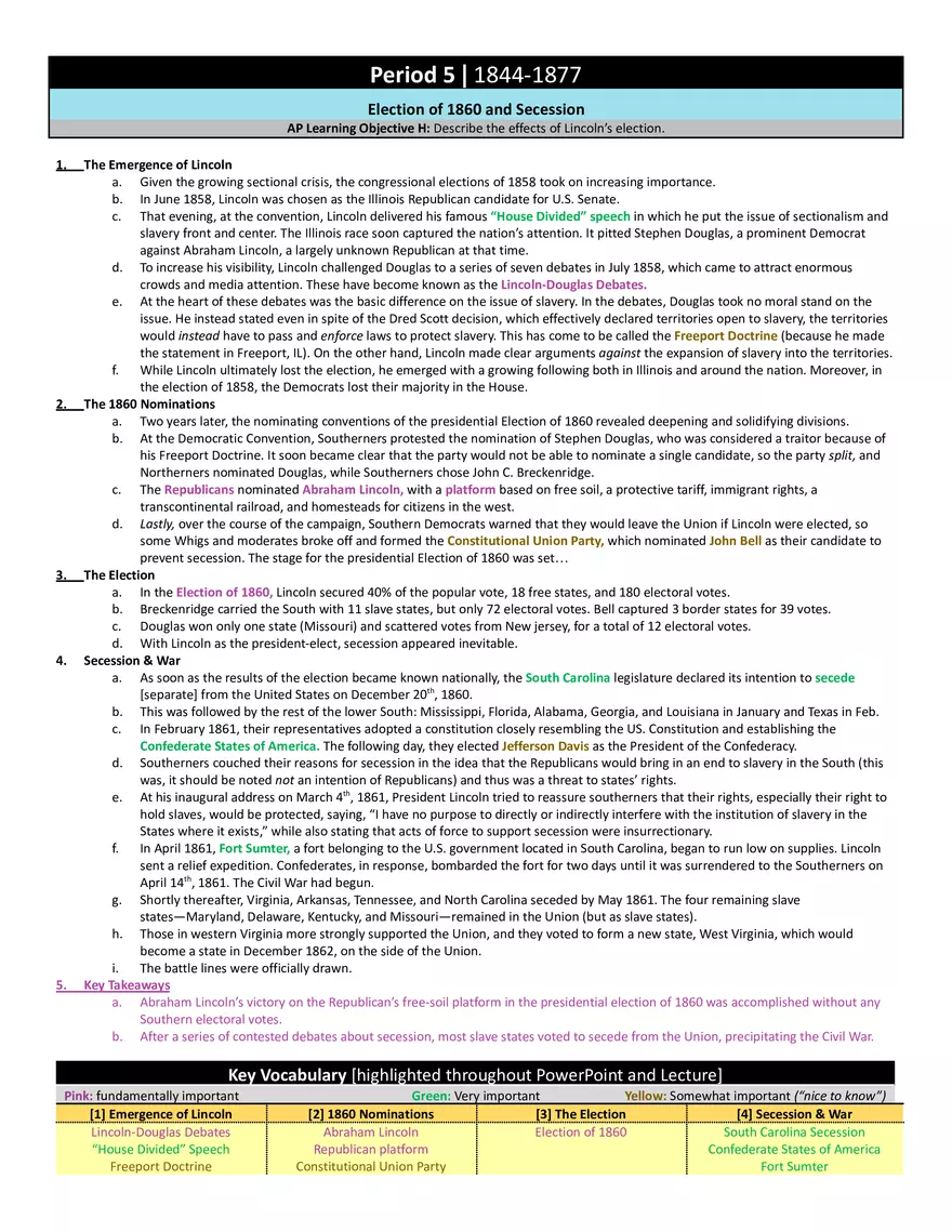 Election of 1860 and Secession - Page 1