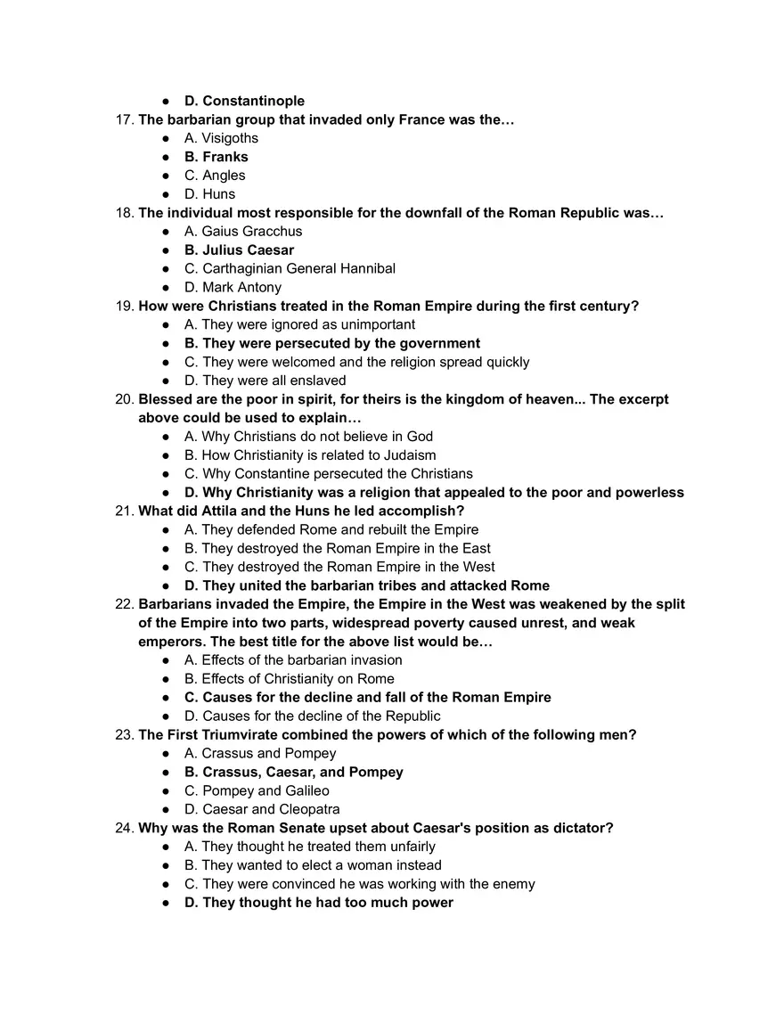 Ancient Rome and Classical Civilization Quiz - Page 3