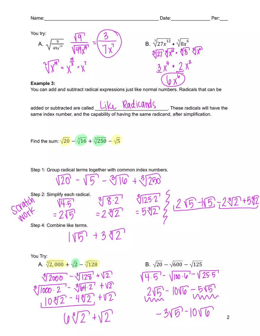 5-2 Properties of Exponents and Radicals - Page 2