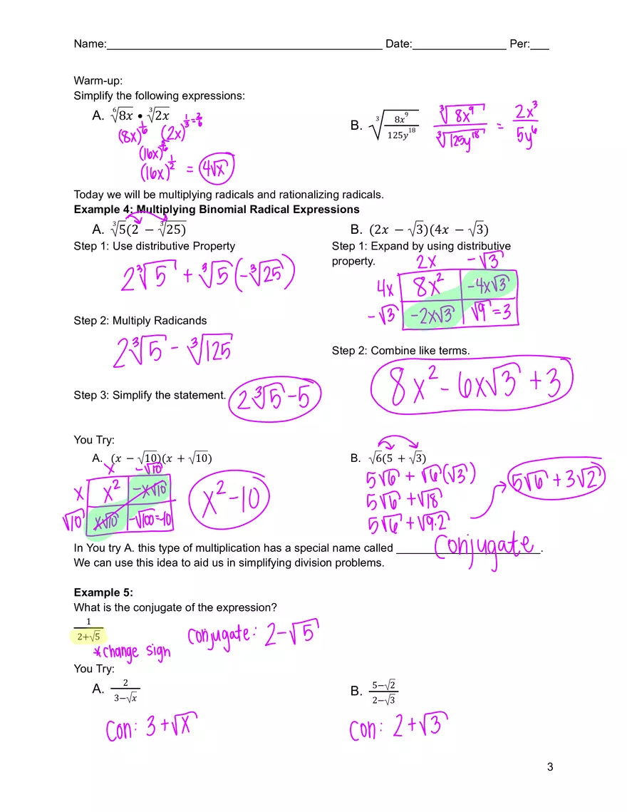 5-2 Properties of Exponents and Radicals - Page 3