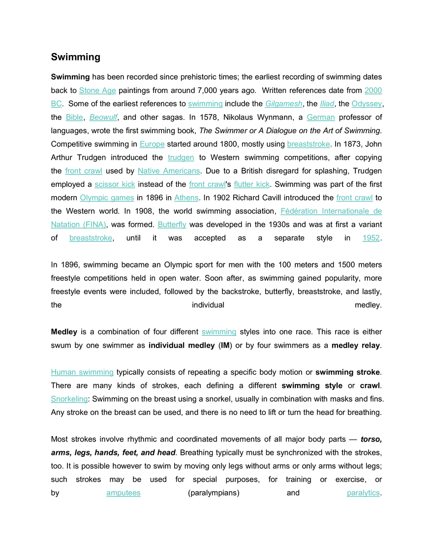 History of Swimming - Page 1