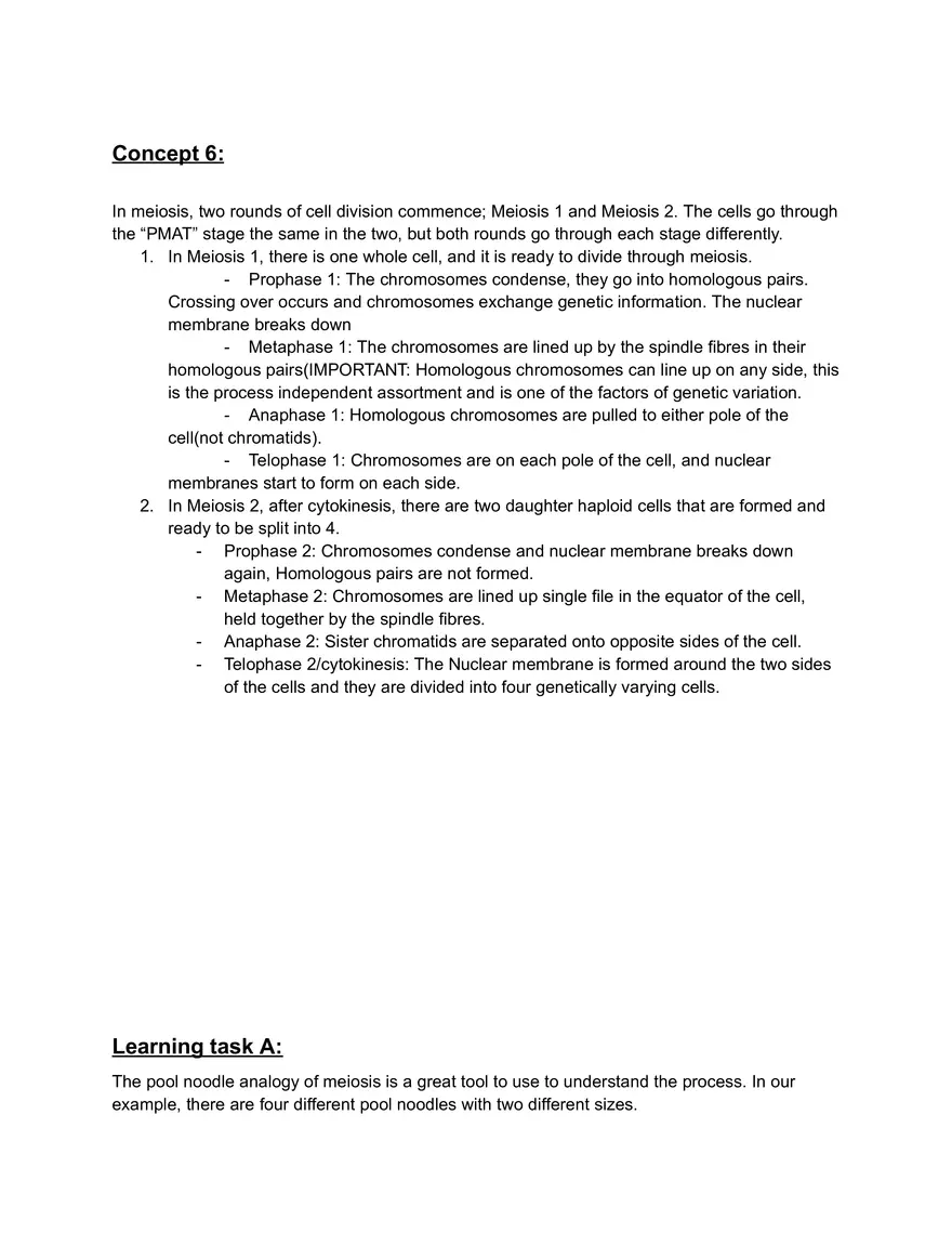 Stages of Meiosis I and II Mechanisms of Genetic Variation - Page 1