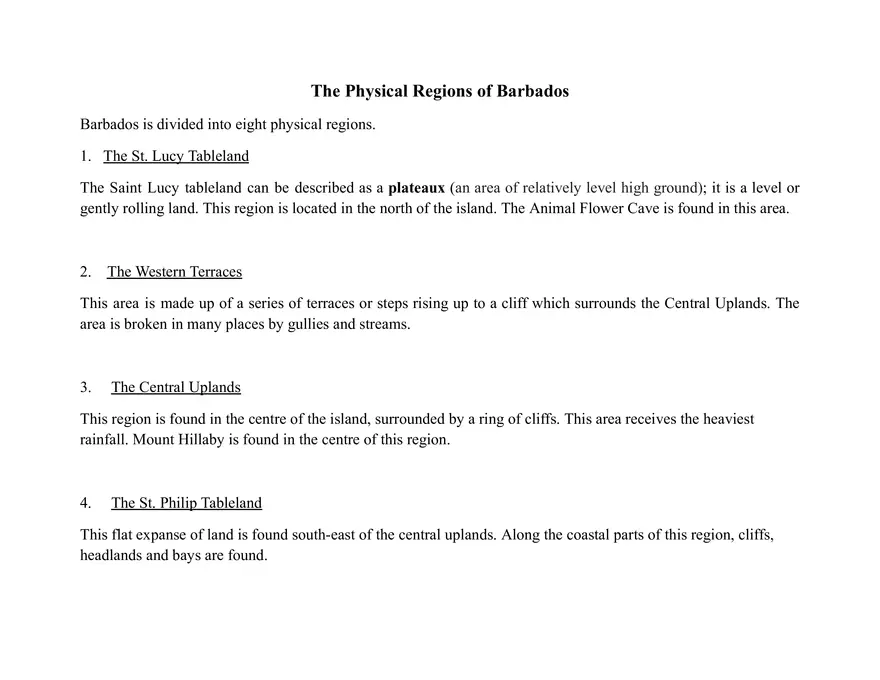 The Physical Regions of Barbados - Page 1