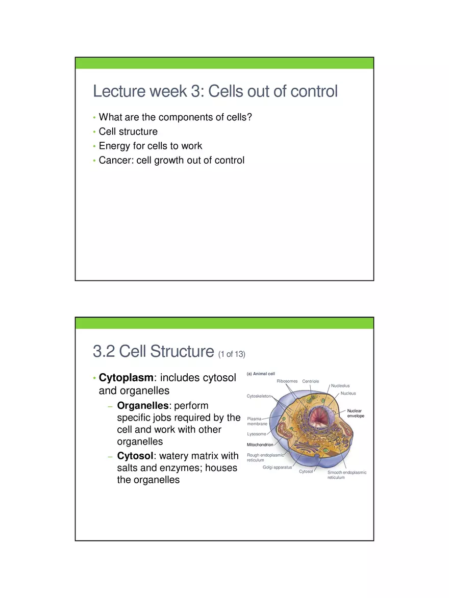 Cells Out of Control Lecture 3 - Page 1