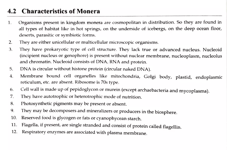 Characteristics of Monera - Page 1