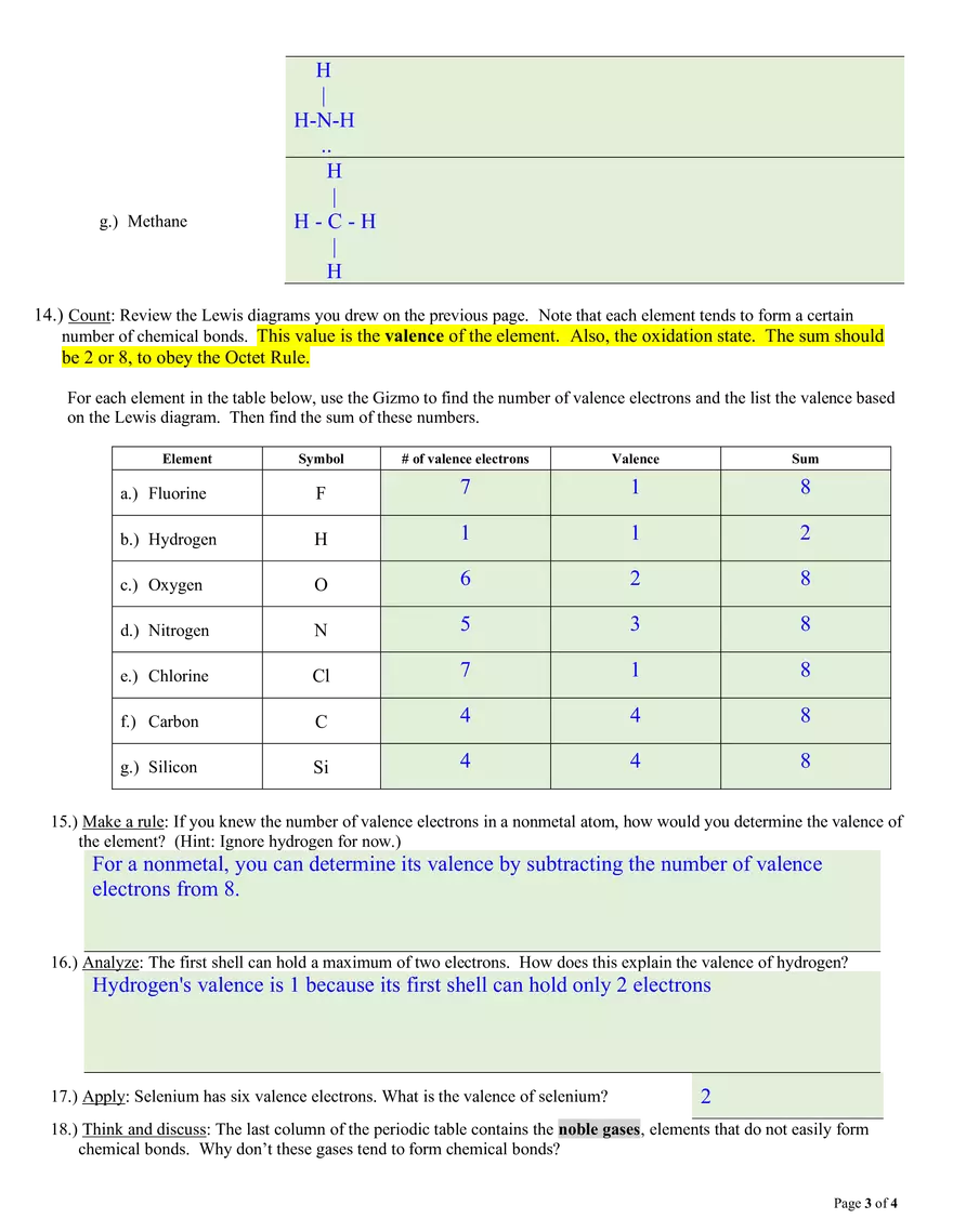3.1b Covalent Bonds Lab - Page 3
