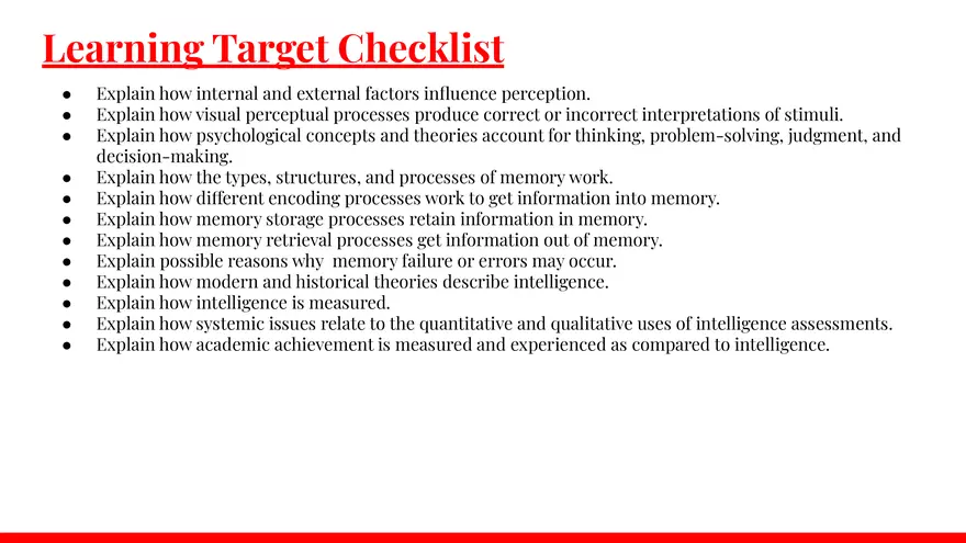 Learning Targets in Cognitive and Perceptual Psychology - Page 2