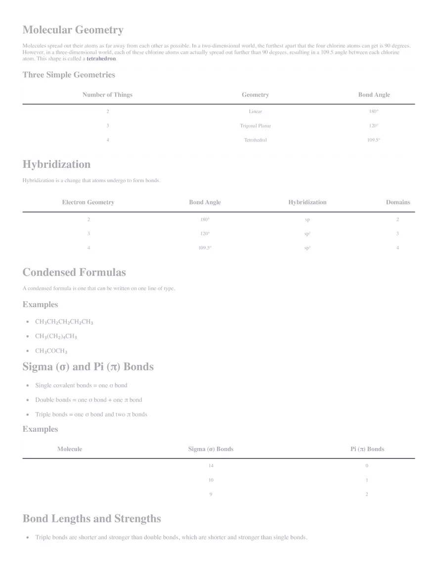 Molecular Geometry Hybridization Assignment - Page 1