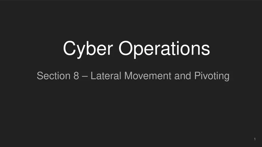 Lateral Movement and Pivoting Lecture 1 - Page 1