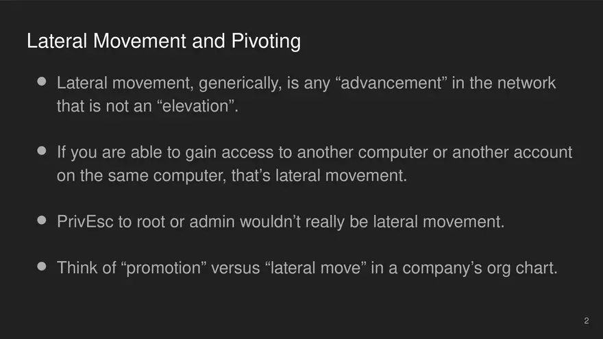 Lateral Movement and Pivoting Lecture 1 - Page 2