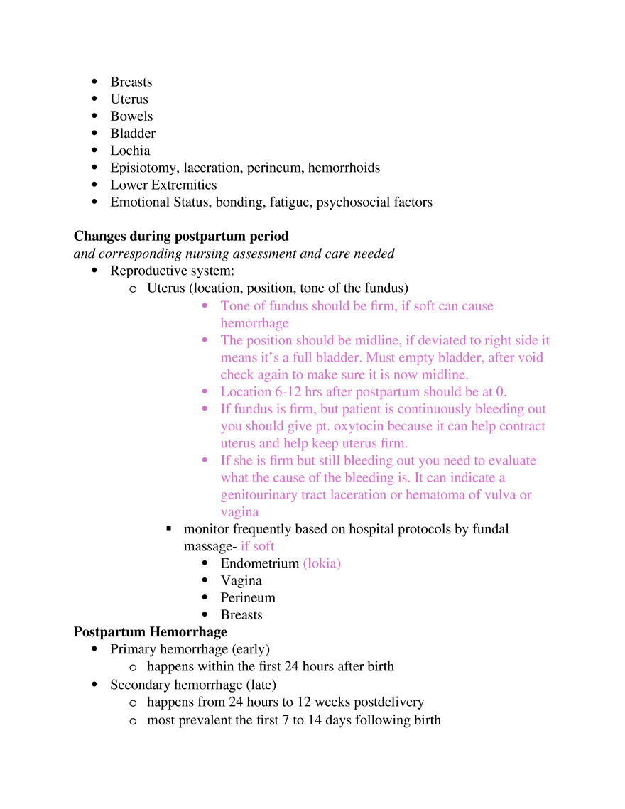Postpartum Assessment and Immunization Guidelines Part 1 - Page 2
