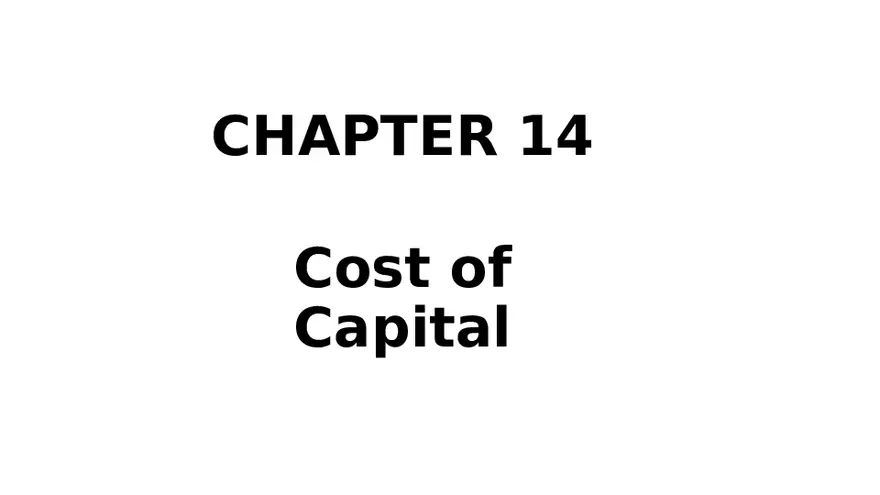 Chapter 14 Cost of Capital Lecture 1 - Page 1