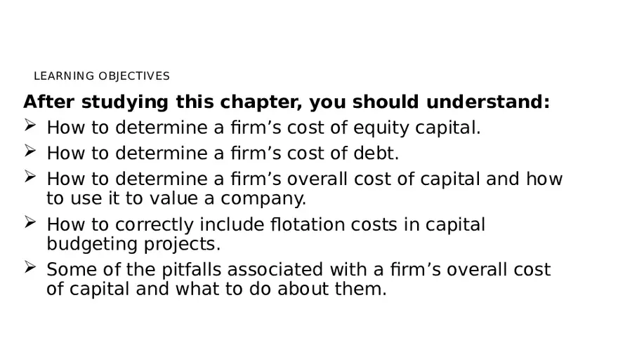Chapter 14 Cost of Capital Lecture 1 - Page 2