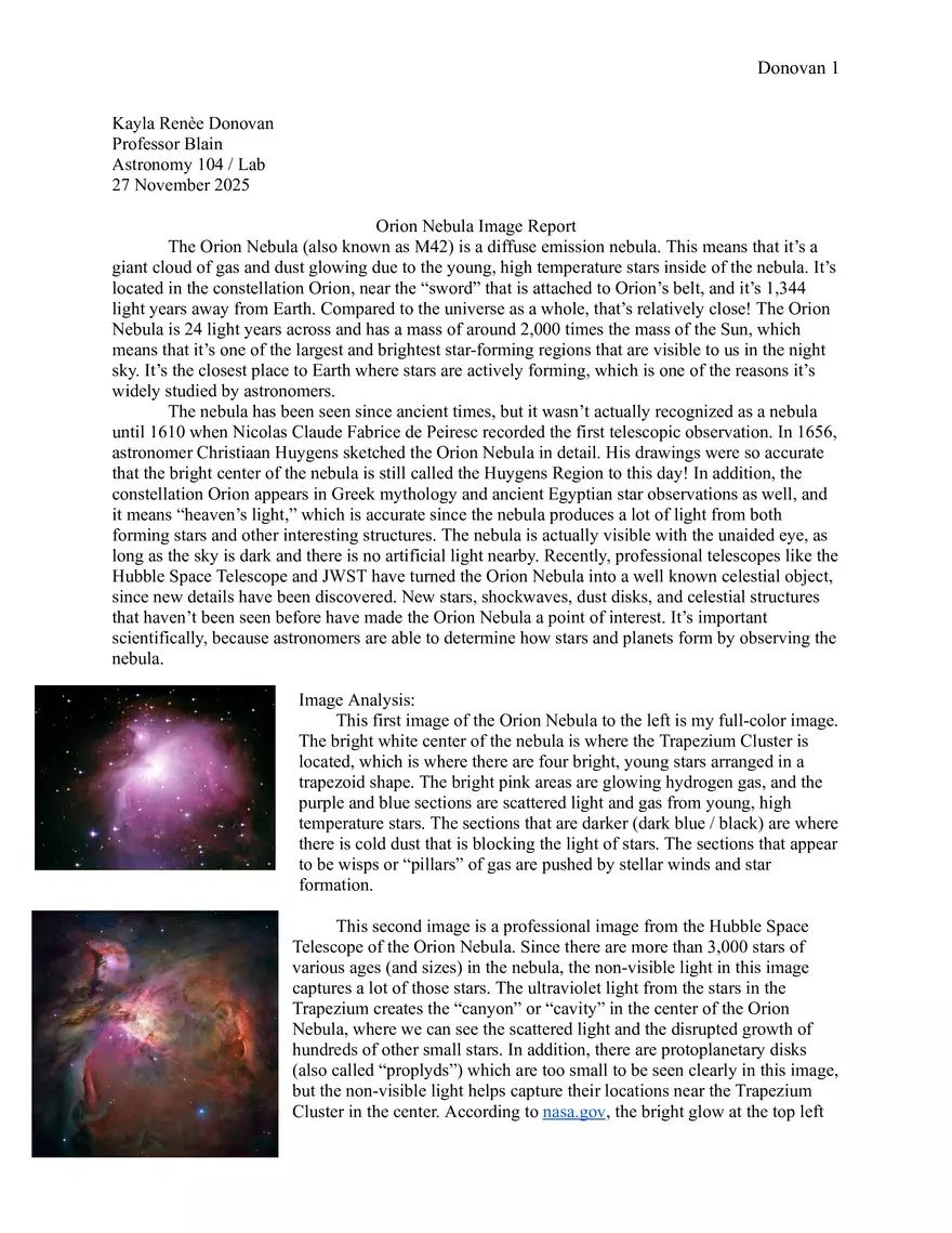 Orion Nebula Report - Page 1