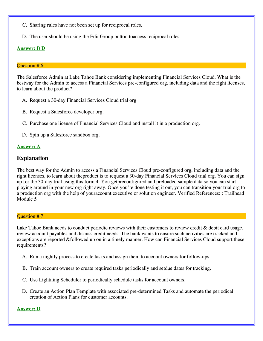 Salesforce Financial Services Cloud Exam Answers 1 - Page 4