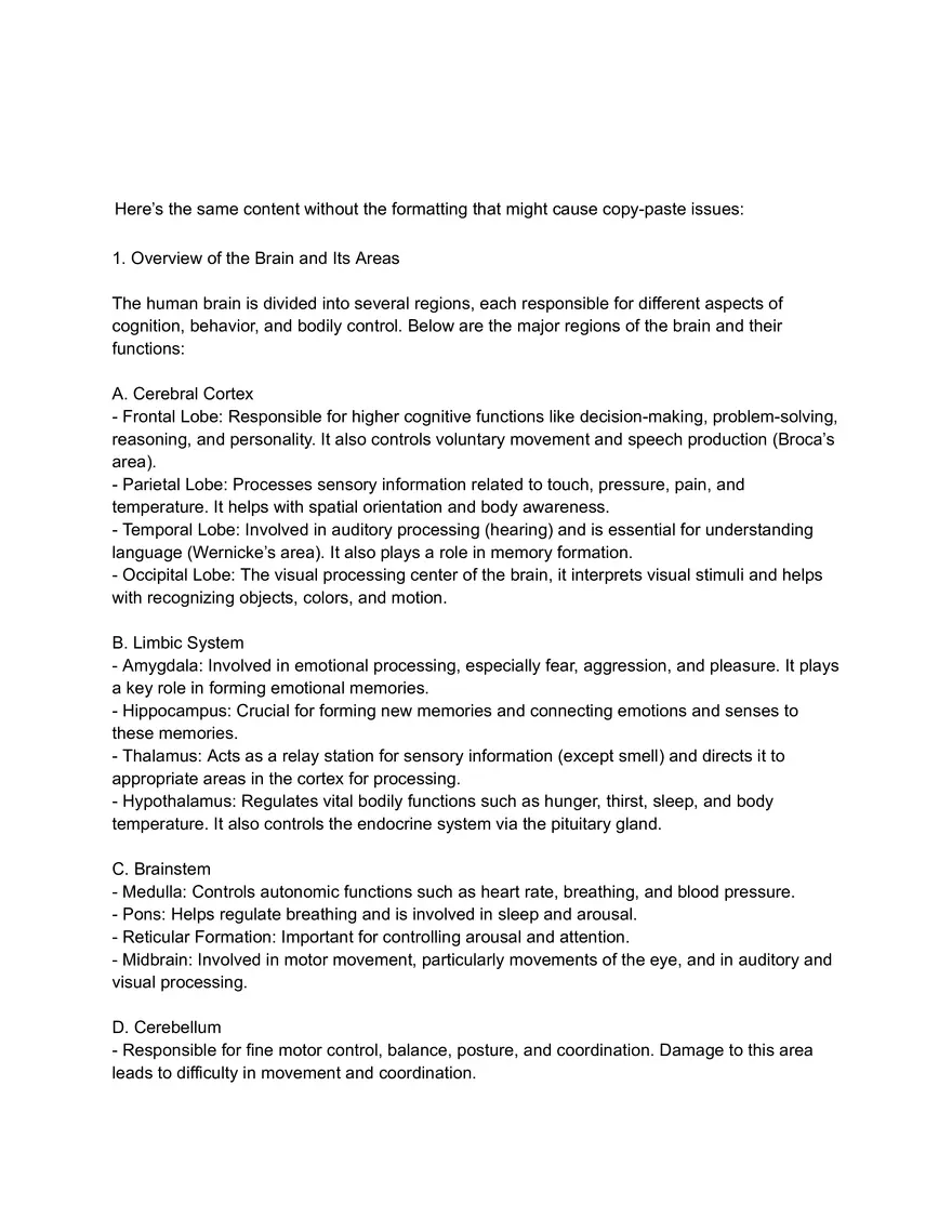 Overview of the Brain and Its Areas - Page 1