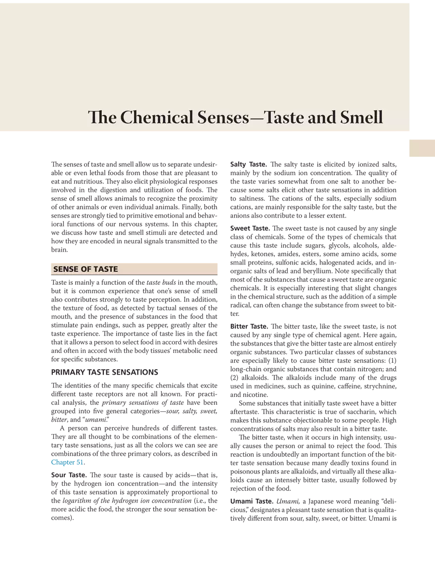 The Chemical Senses - Taste and Smell - Page 1