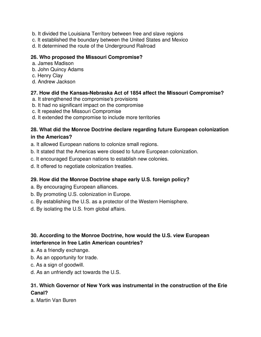 U.S. History Unit 4 Summative Assessment Answer Key - Page 10