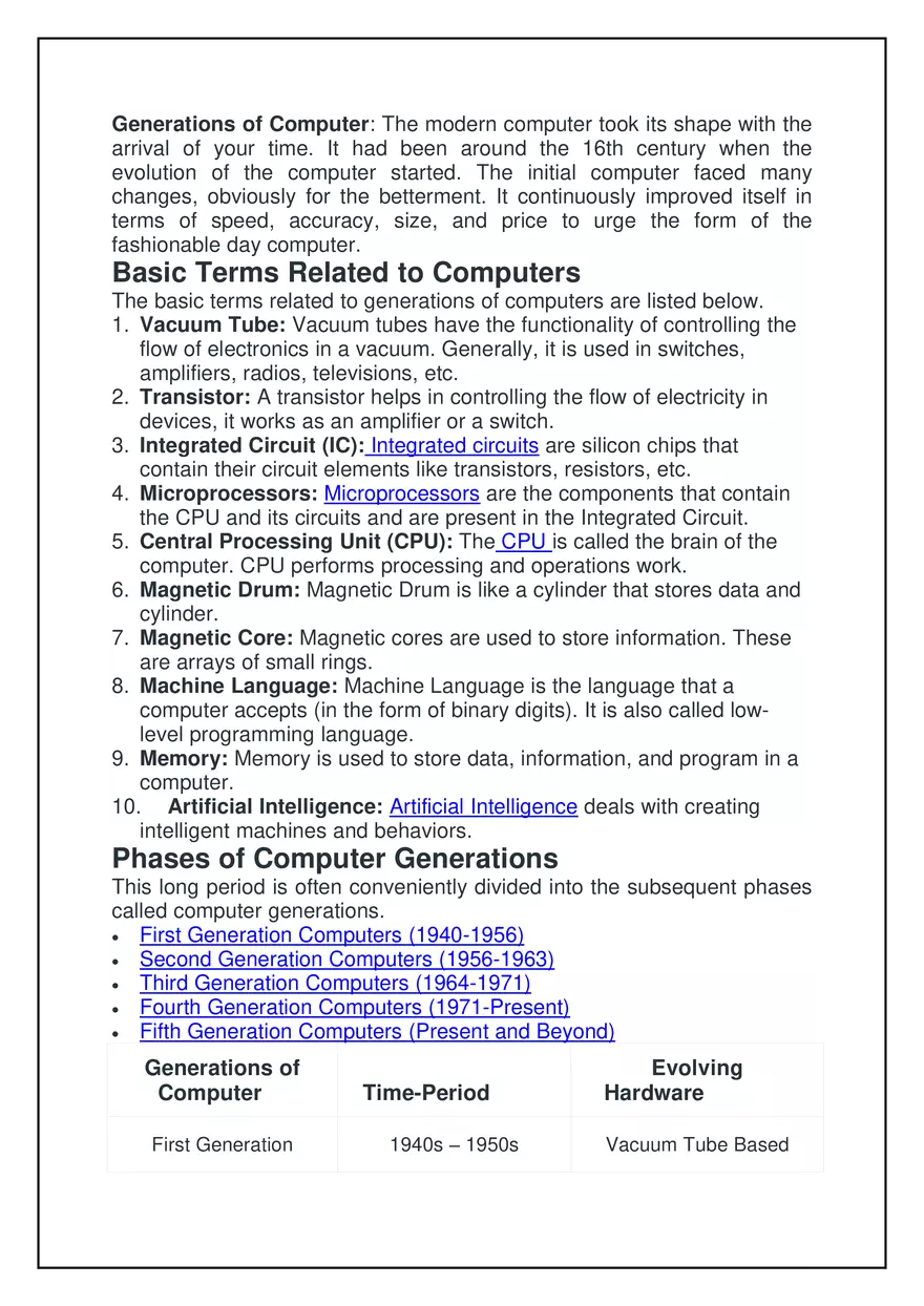 Generations of Computer Study Guide - Page 1
