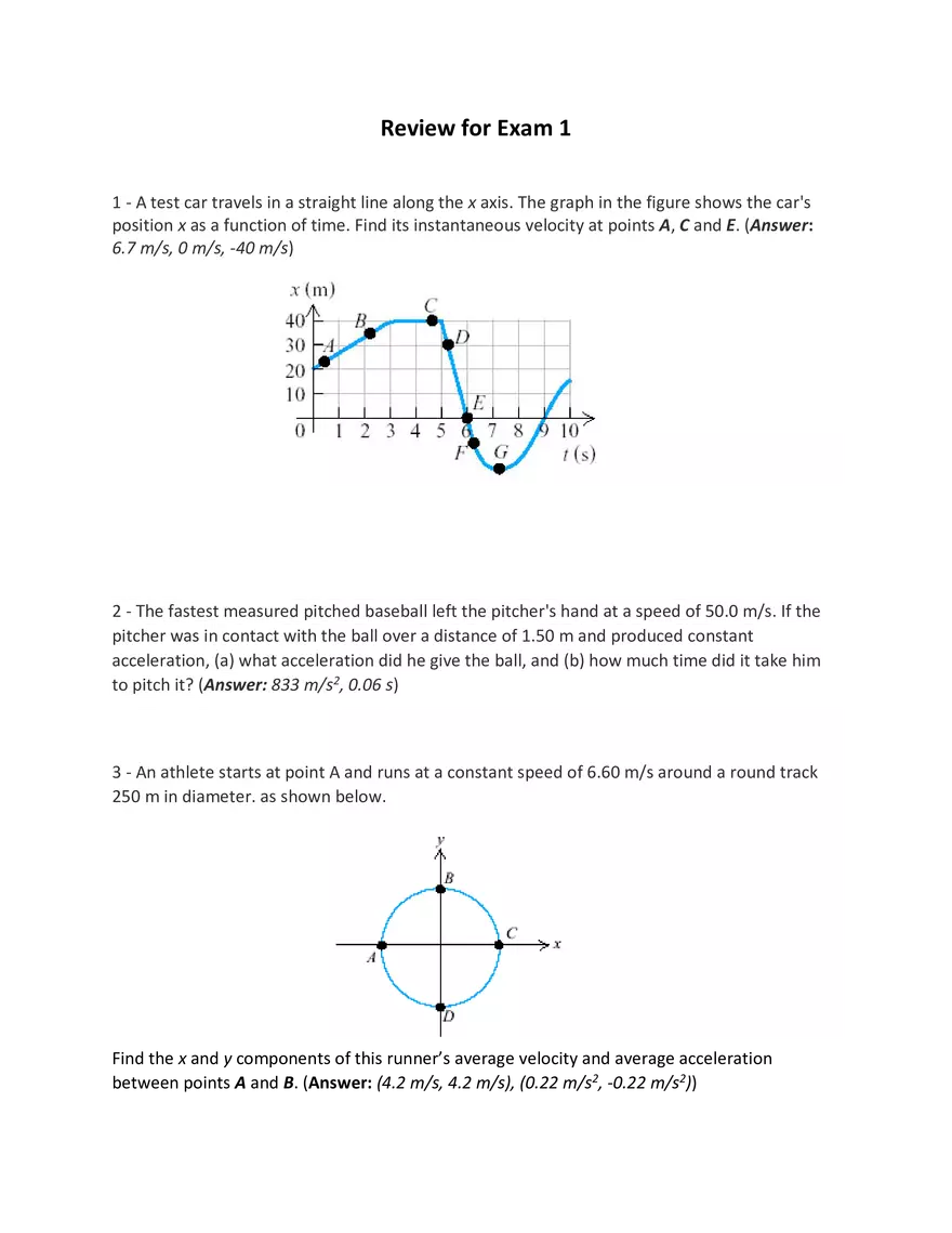 Instantaneous Velocity from Position-Time Graph - Page 1
