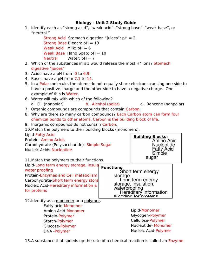 Acids, Bases, and Polarity pH and Molecular Behavior - Page 1