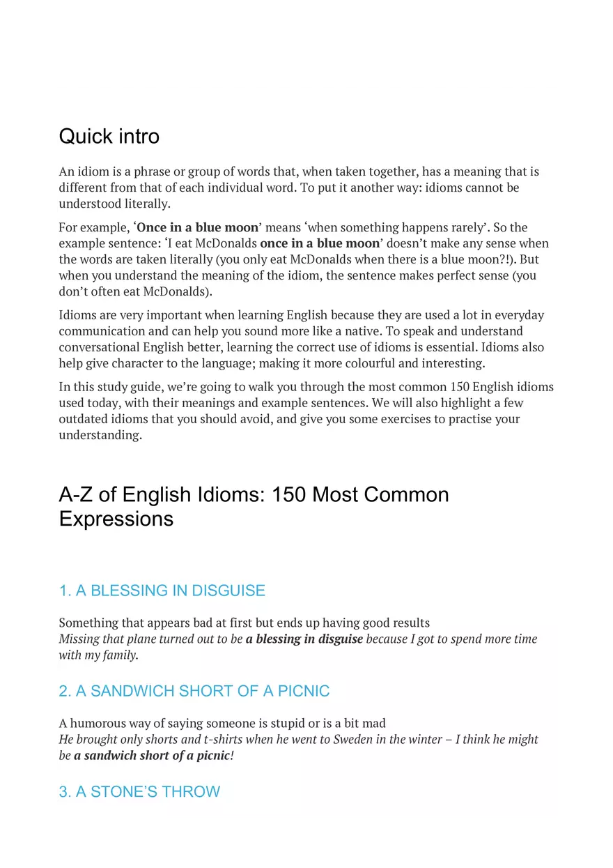 Introduction to Idioms in English - Page 1