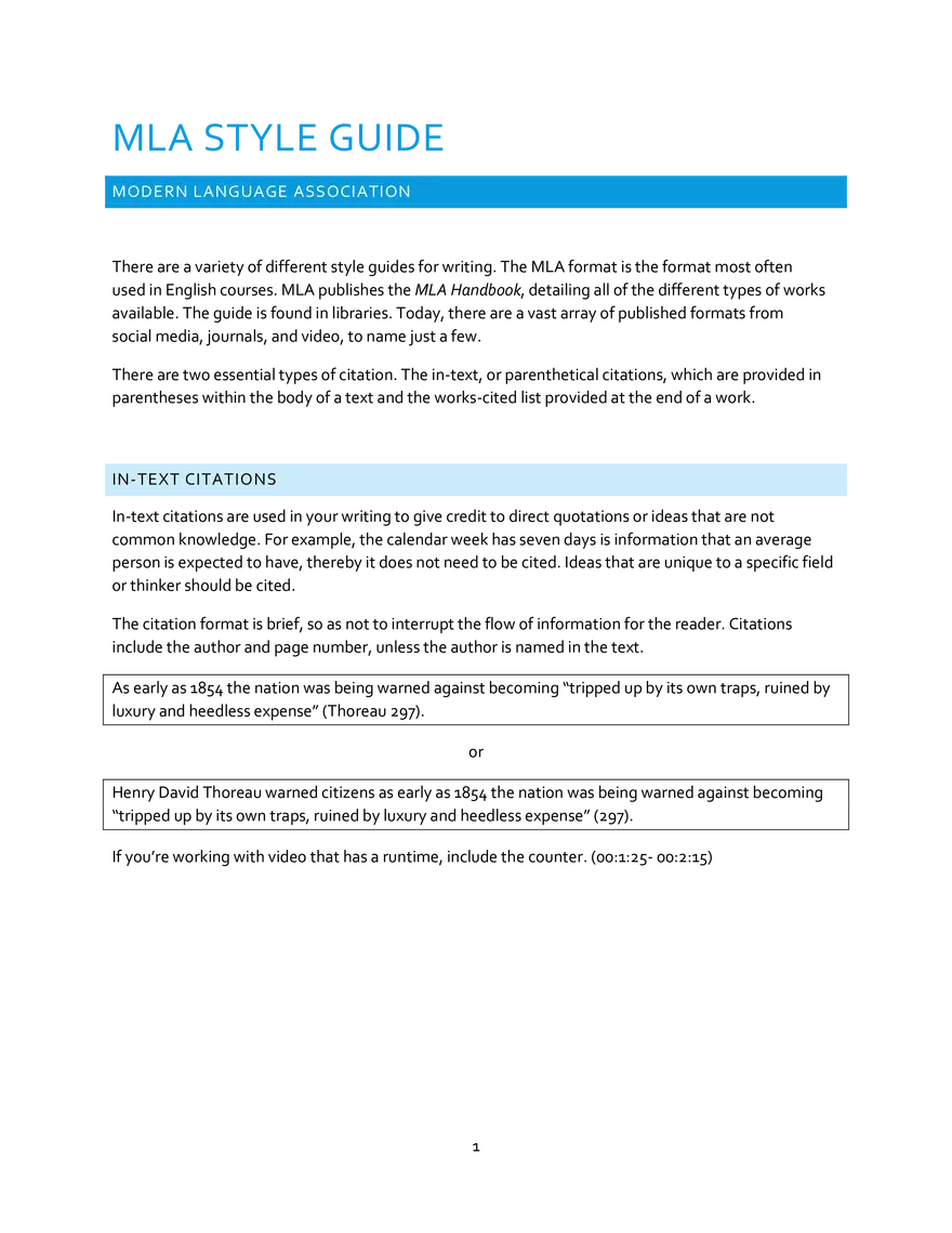 MLA Style Guide - Page 1