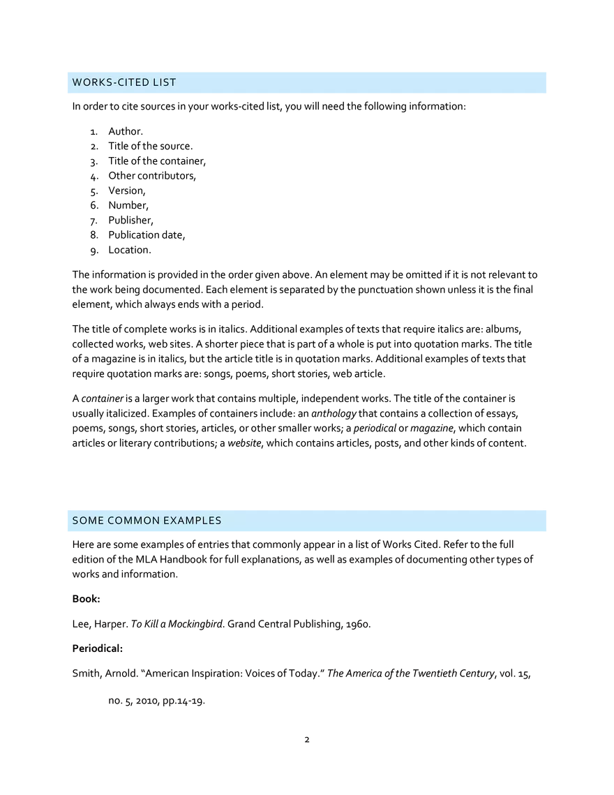 MLA Style Guide - Page 2