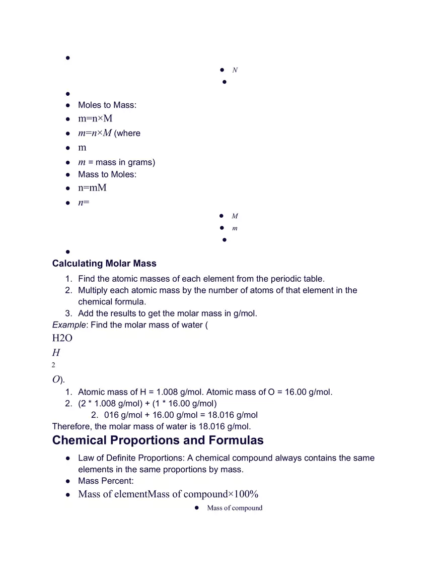 The Mole, Chemical Formulas, and Stoichiometry - Page 2