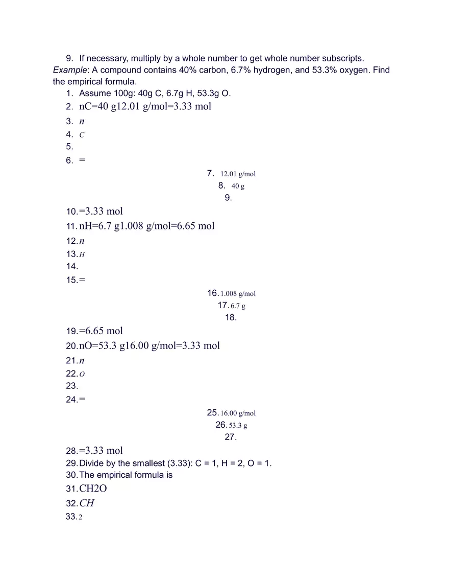 The Mole, Chemical Formulas, and Stoichiometry - Page 4