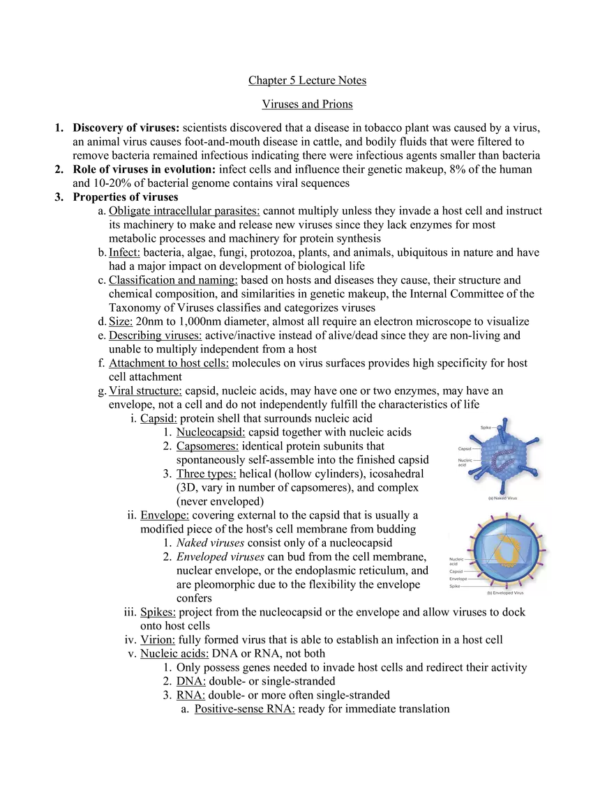 Viruses and Prions Lecture Notes - Page 1