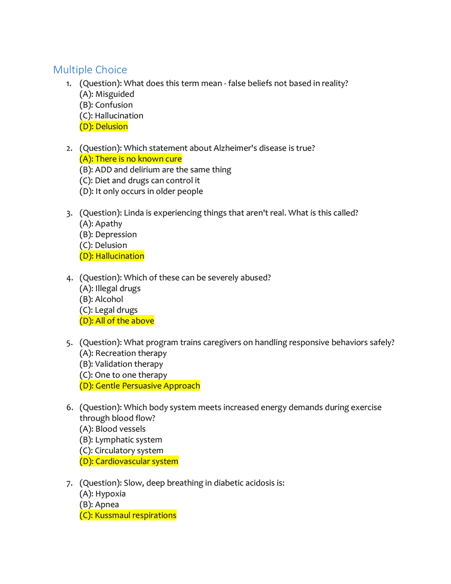 Basic Concepts in Mental Health, Substance Abuse, and Human Physiology - Page 1