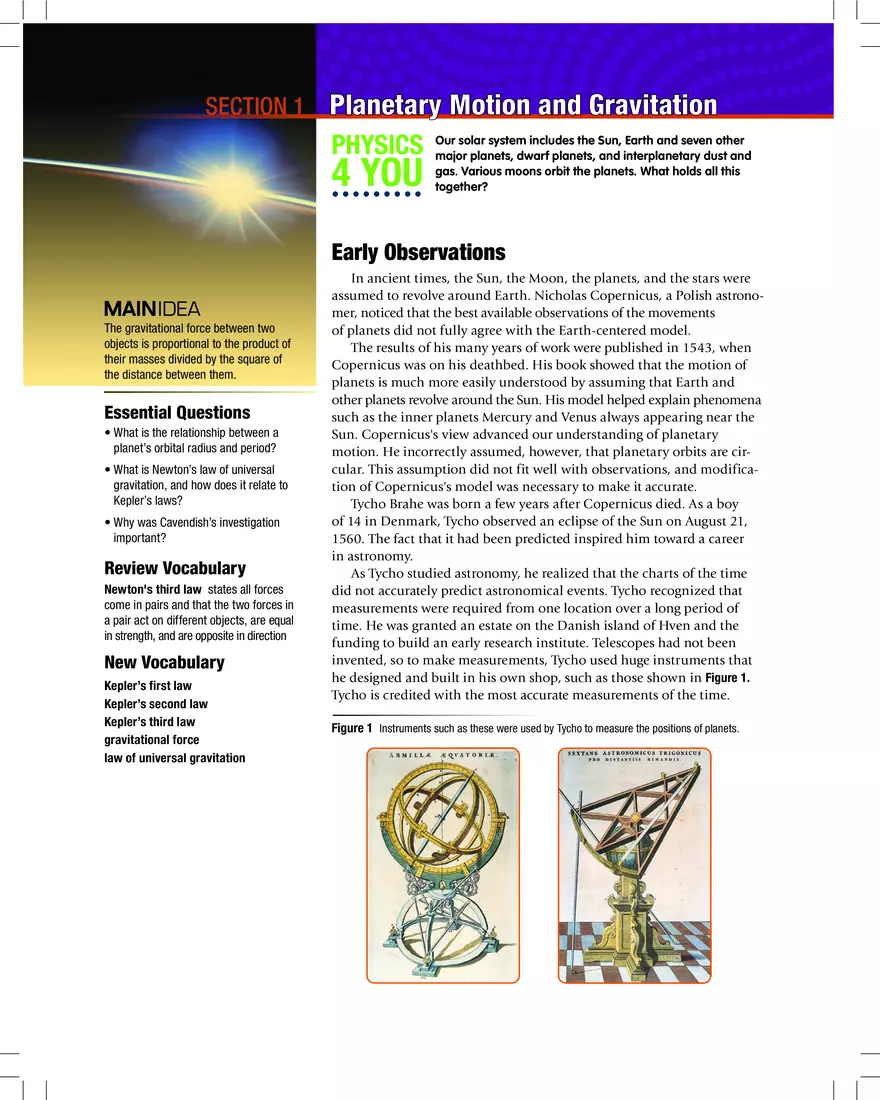 Planetary Motion and Gravitation Guide - Page 1