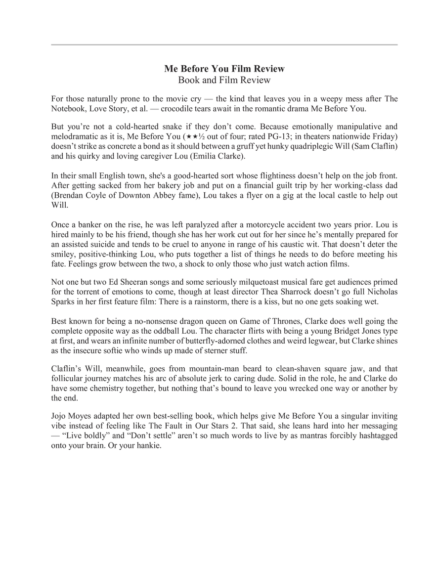 Me Before You Film Review - Page 1