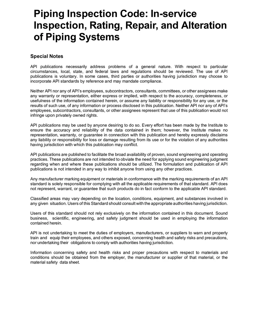 Disclaimer for API Publications - Page 1