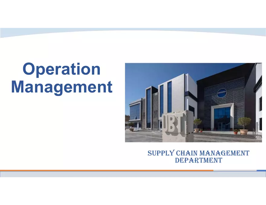 Operation Supply Management Lecture - Page 1