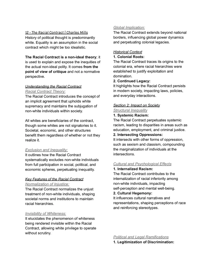 The Racial Contract  Charles Mills - Page 1