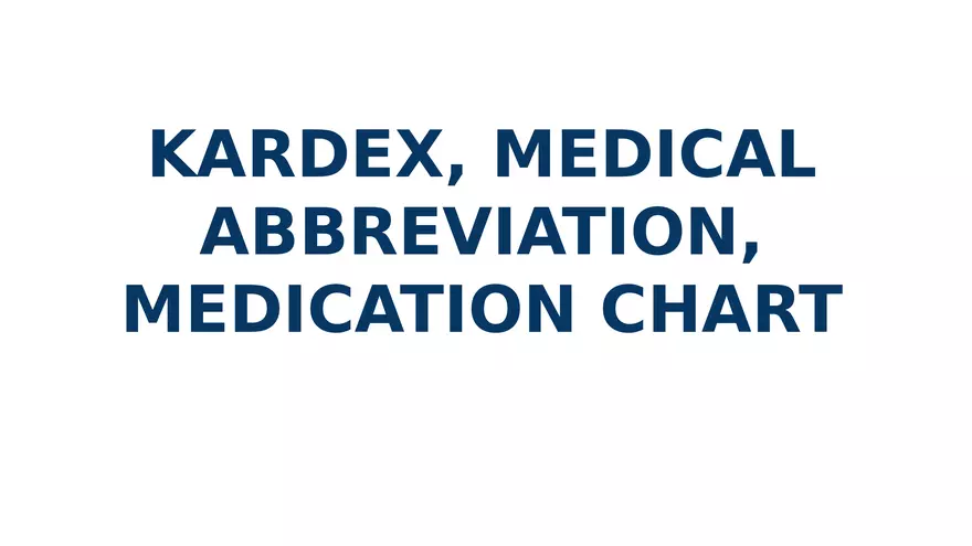 Kardex, Medical Abbreviation, Medication Chart - Page 1