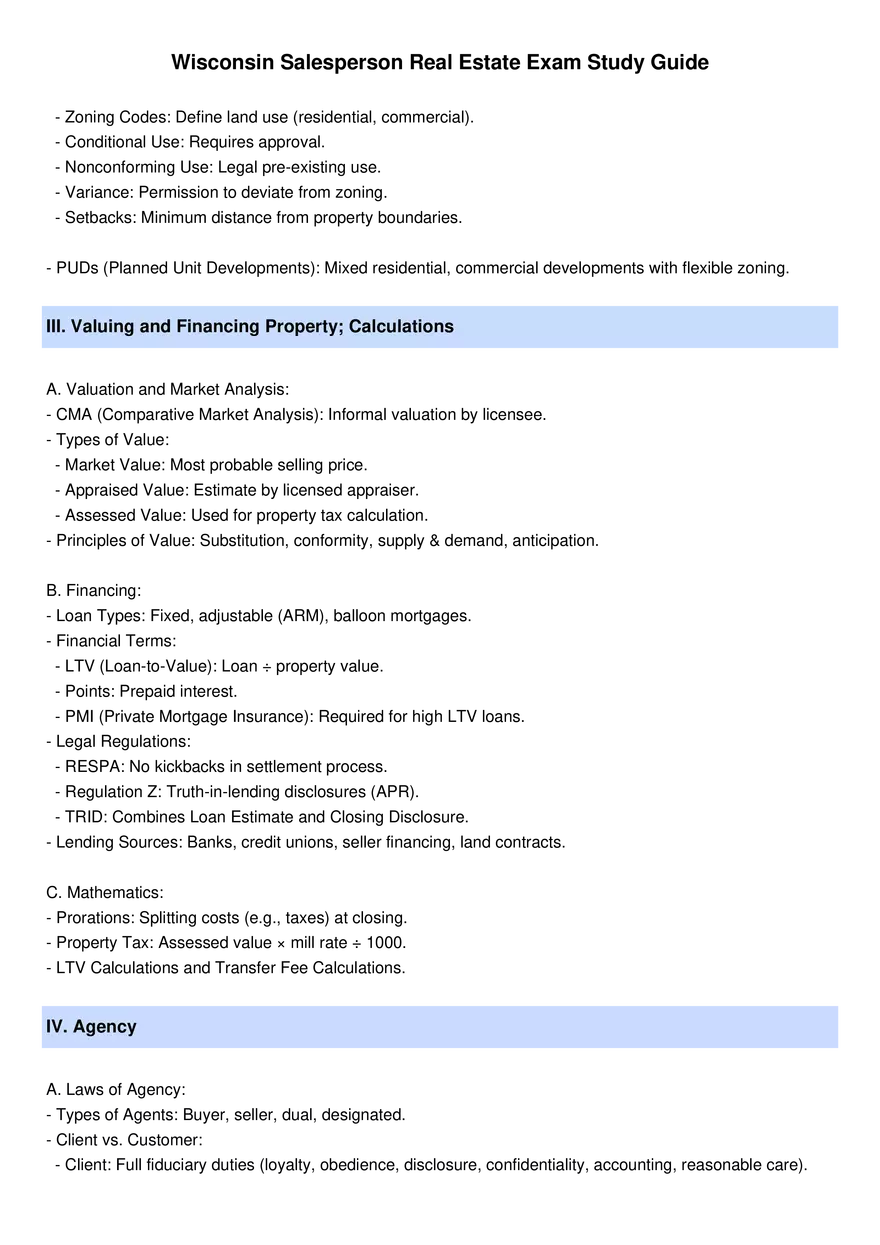 Wisconsin Salesperson Real Estate Exam Study Guide - Page 2